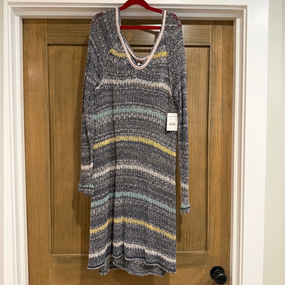NWT FREE PEOPLE Striped Knit Dress with Long Sleeves